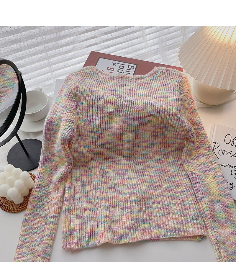 Koreanischer, schlanker, warmer, langärmliger Pullover mit V-Ausschnitt 5852
