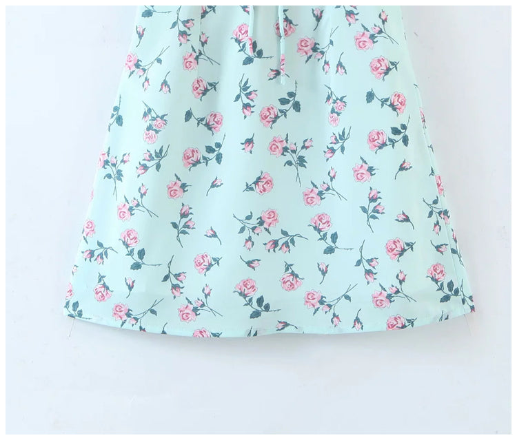 Jupe fleurie de style cour rétro française montrant une taille fine 7150