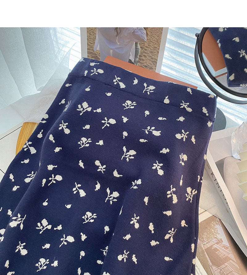 Korean style design, slim temperament, A-line skirt, high waist, elastic 5768