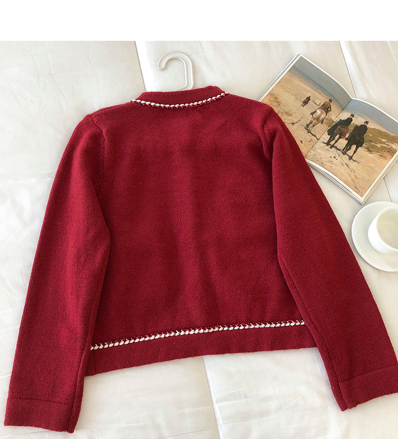 Soft Hong Kong Style crew neck button cardigan 5847