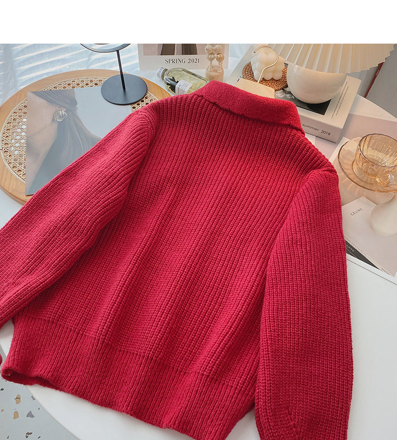 Single breasted Polo Vintage sweater cardigan 6178