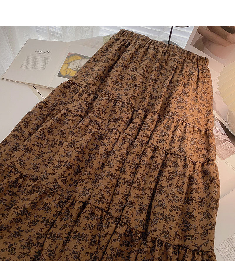 Vintage high waist elastic A-line skirt 5773