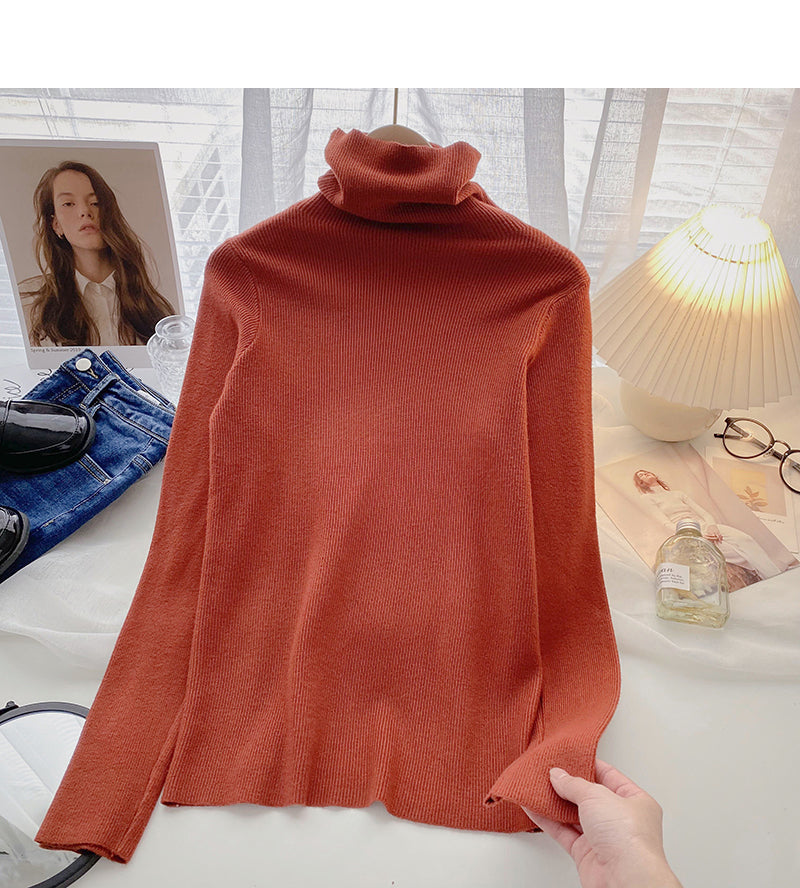 Koreanischer hochgeschlossener Pullover mit langen Ärmeln, schlankes, schlankes Oberteil 6646