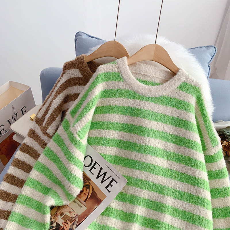 Pull rayé en laine grossière 5235
