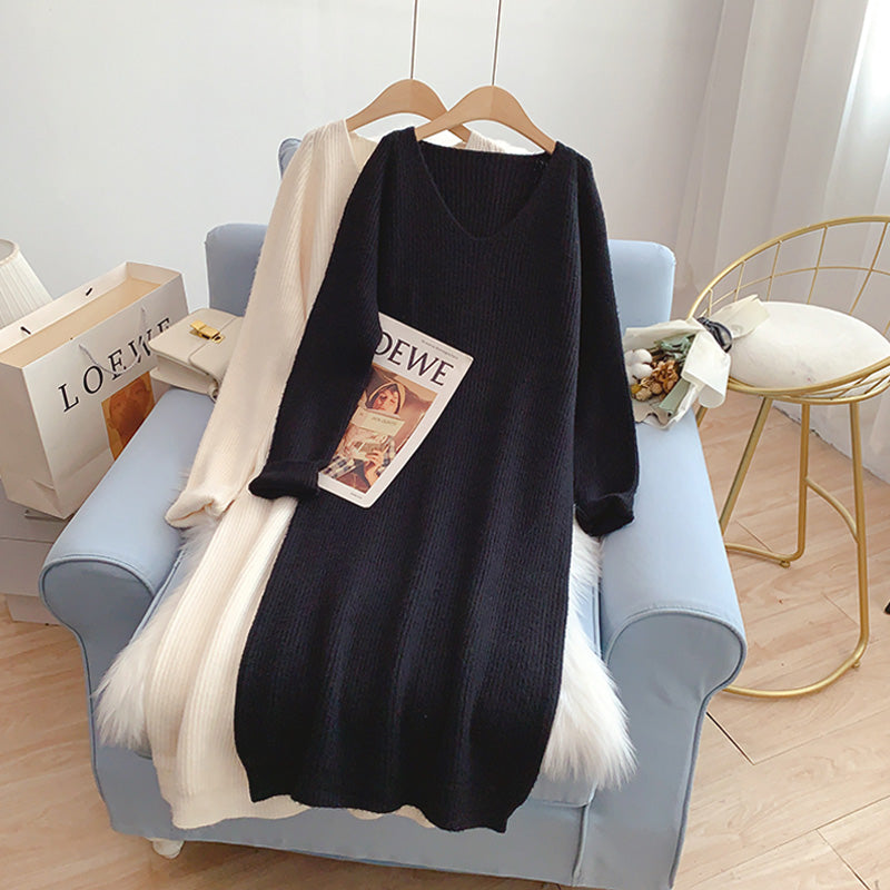 Robe en tricot à col en V 5027