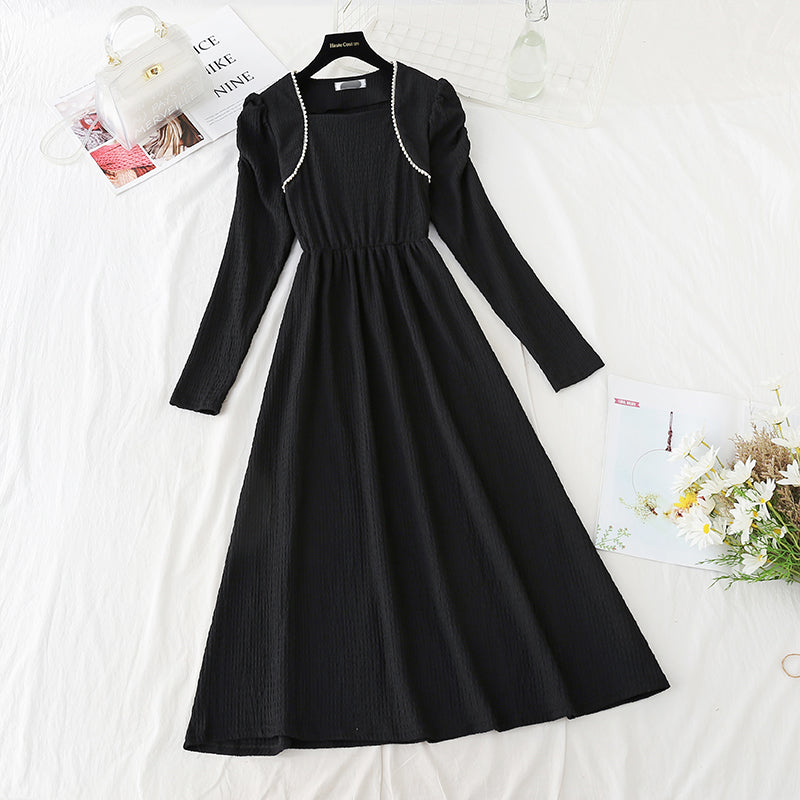 Aging French gentle wind small waist skirt 4775