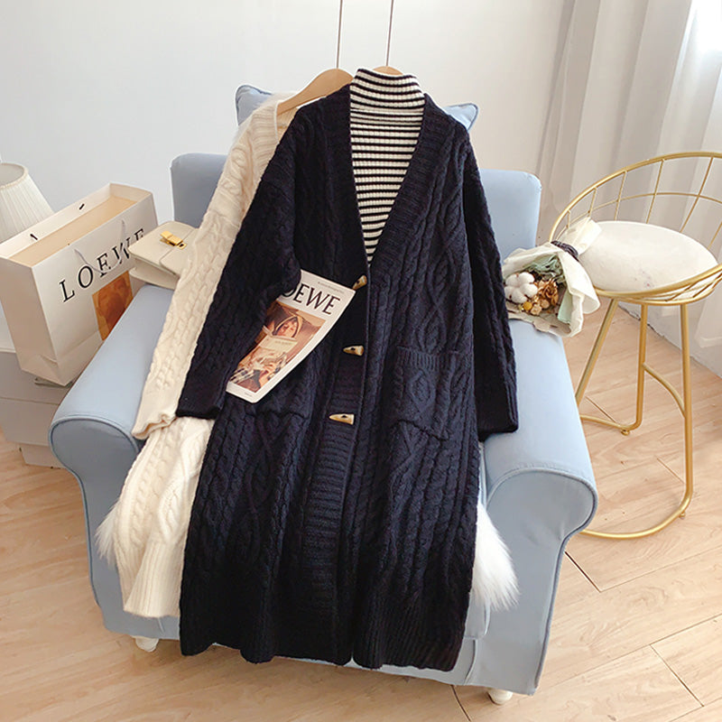 Manteau pull long torsadé au vent paresseux pour femme 4927