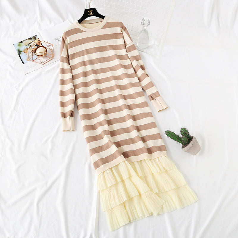 Robe en maille à rayures super ample 4445