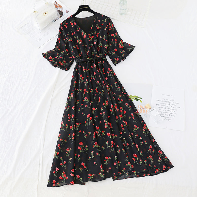 Robe en mousseline fleurie Jupe Platycodon française 4349