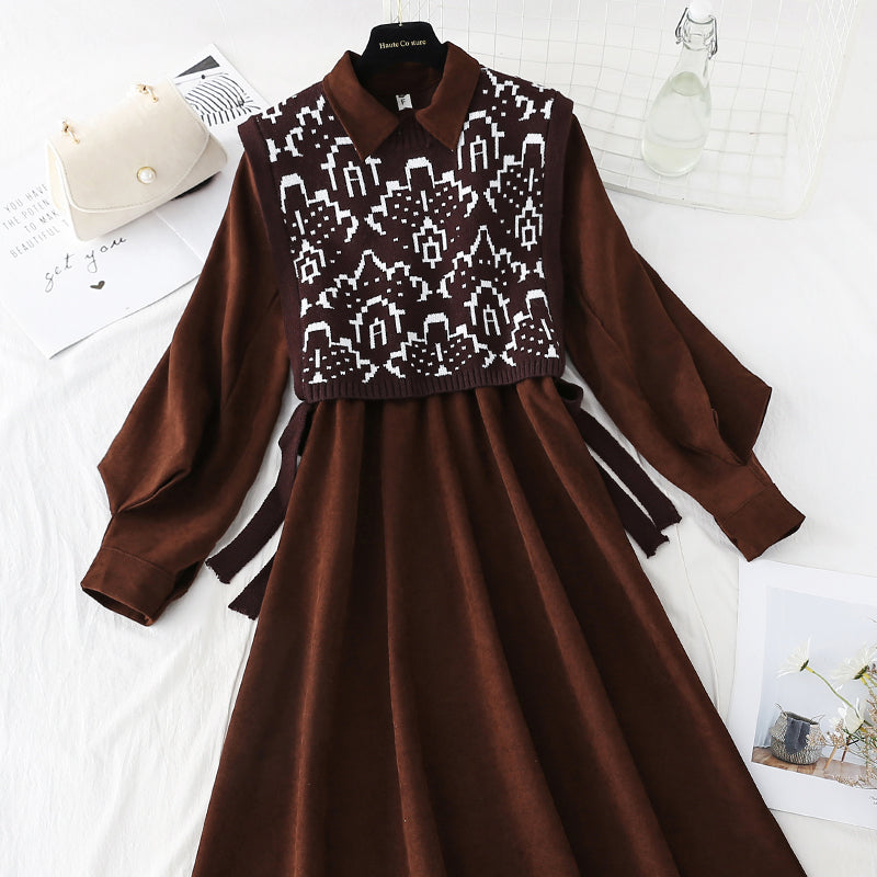 Schmal geschnittenes Strickkleid, vielseitiges Winterkleid 4075