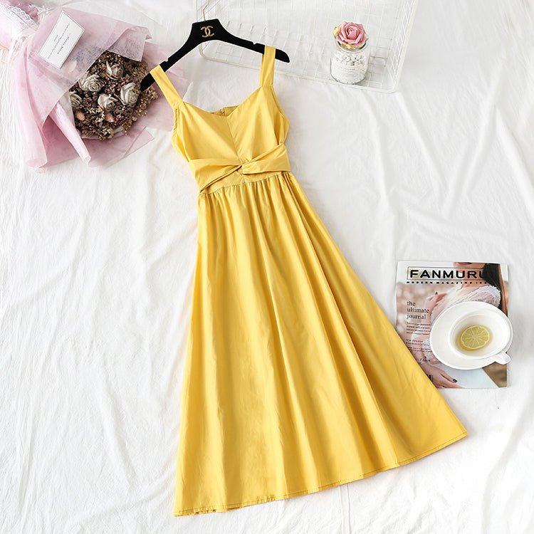 Avocado Green suspender dress super xiansen Department 4104