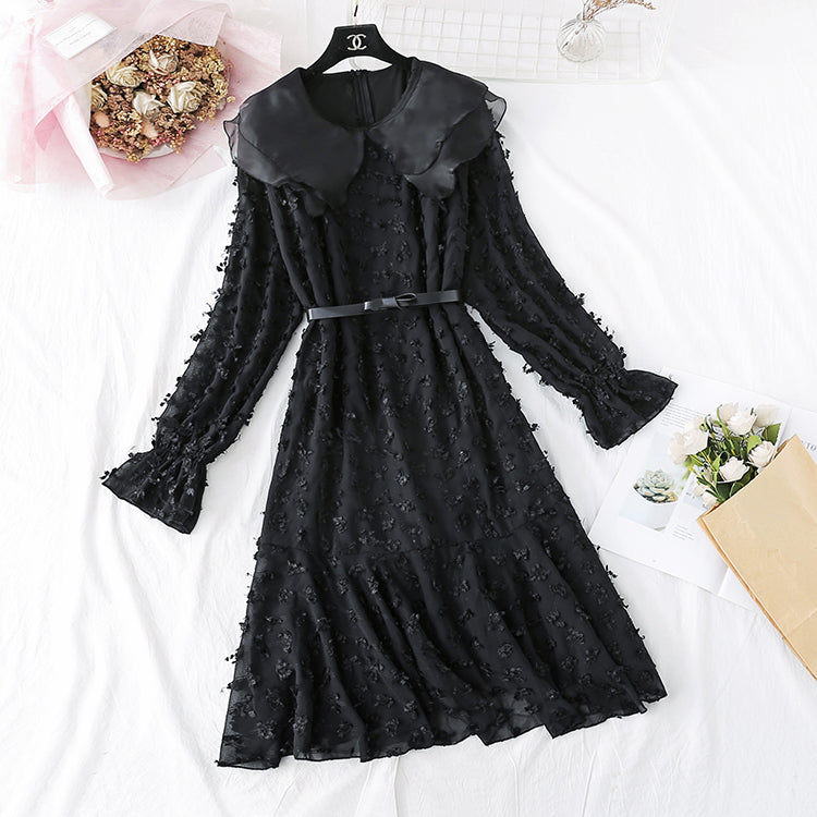 Women's layered mesh double doll neck fishtail long skirt 3985