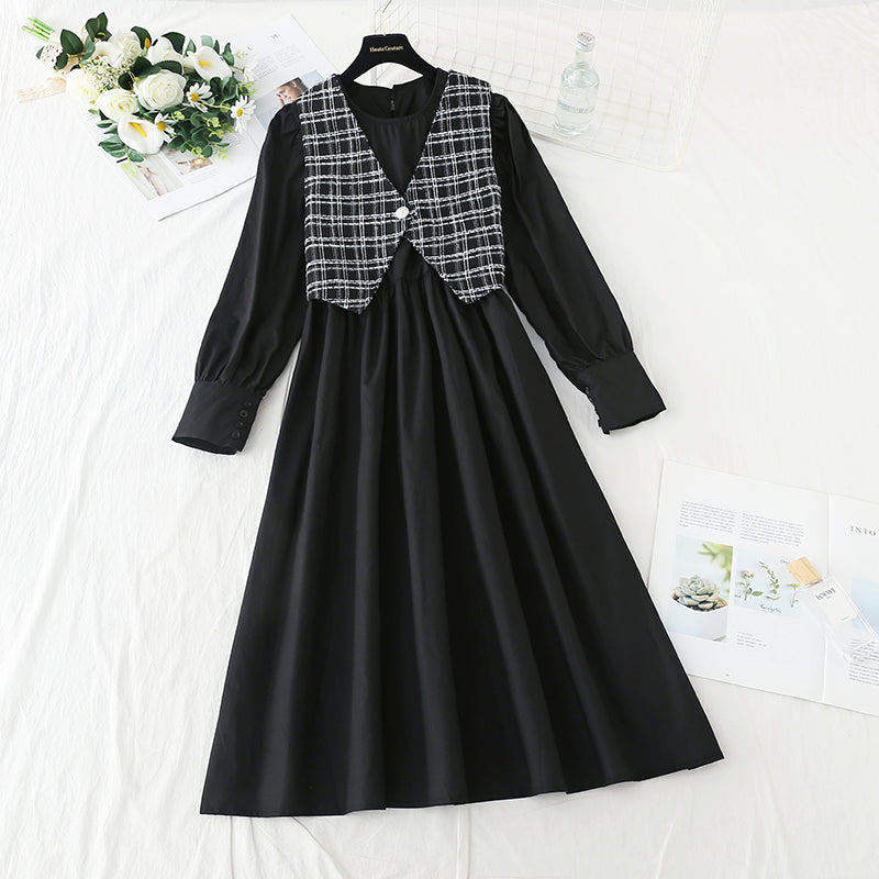 Cover your belly and look thin Korean fashion light cooked two-piece vest skirt 3915