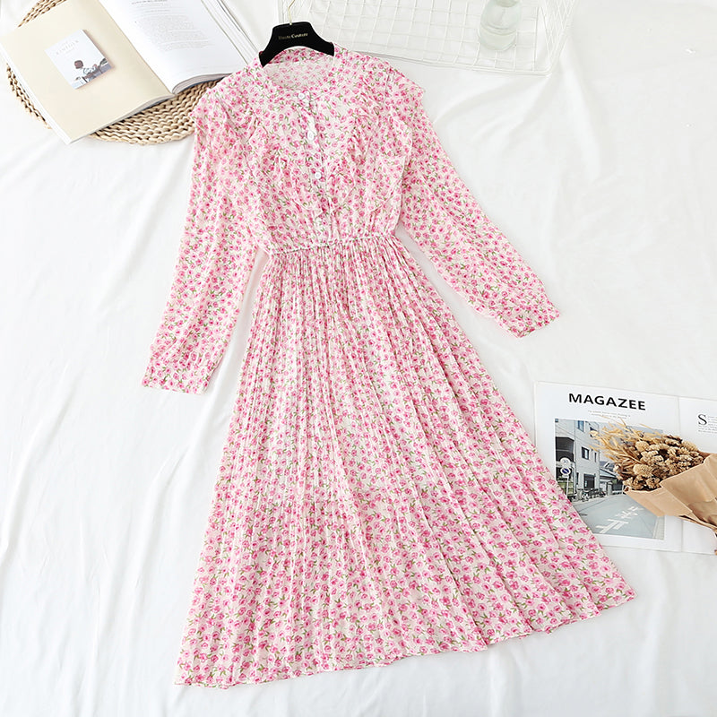 Nouvelle robe plissée en mousseline de soie 3866