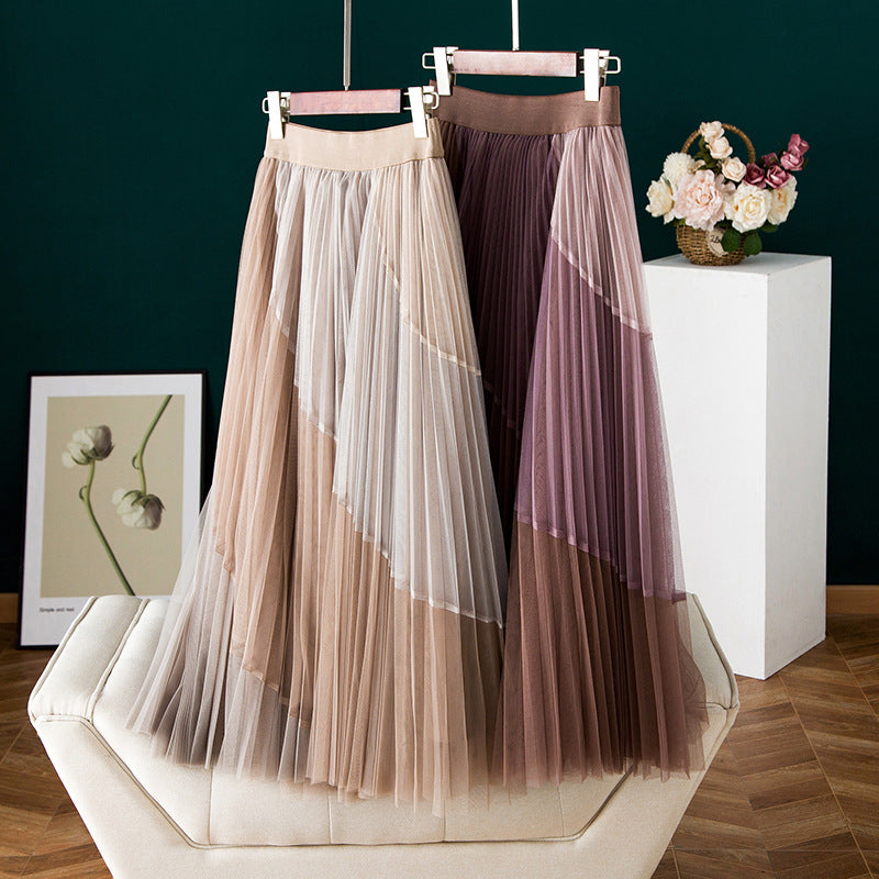 Mesh-Gaze-Rock in neuer Farbe, farblich abgestimmter Plissee-Rock 3702