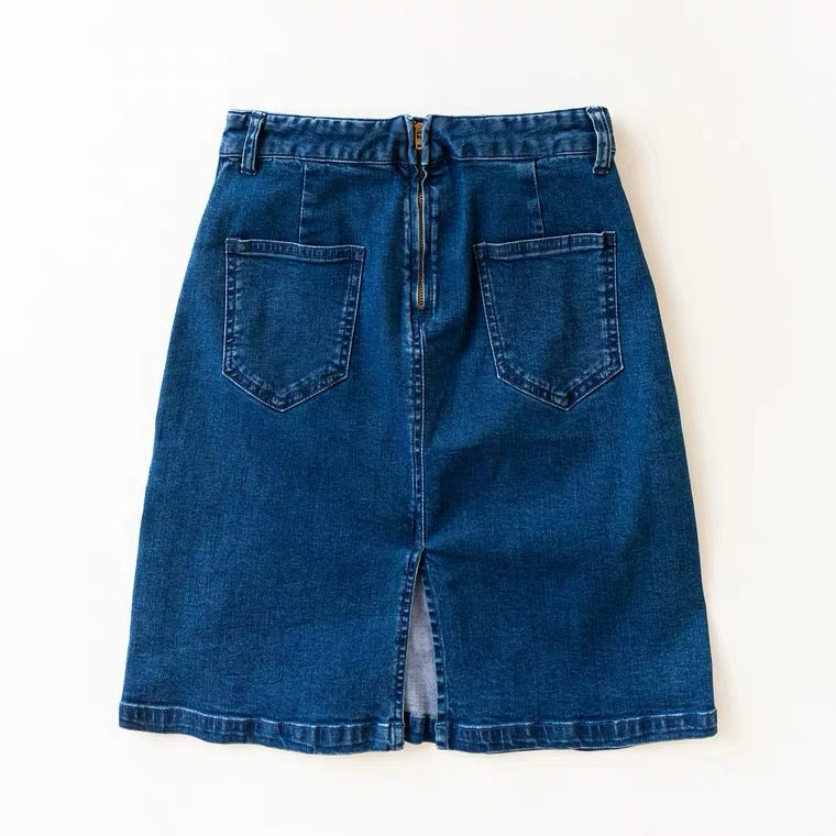Jupe en jean tendance, style court, broderie tube droit, fermeture éclair, jupe jeunesse 3619