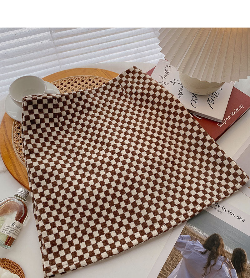 Jupe à carreaux rétro à taille fine 5344