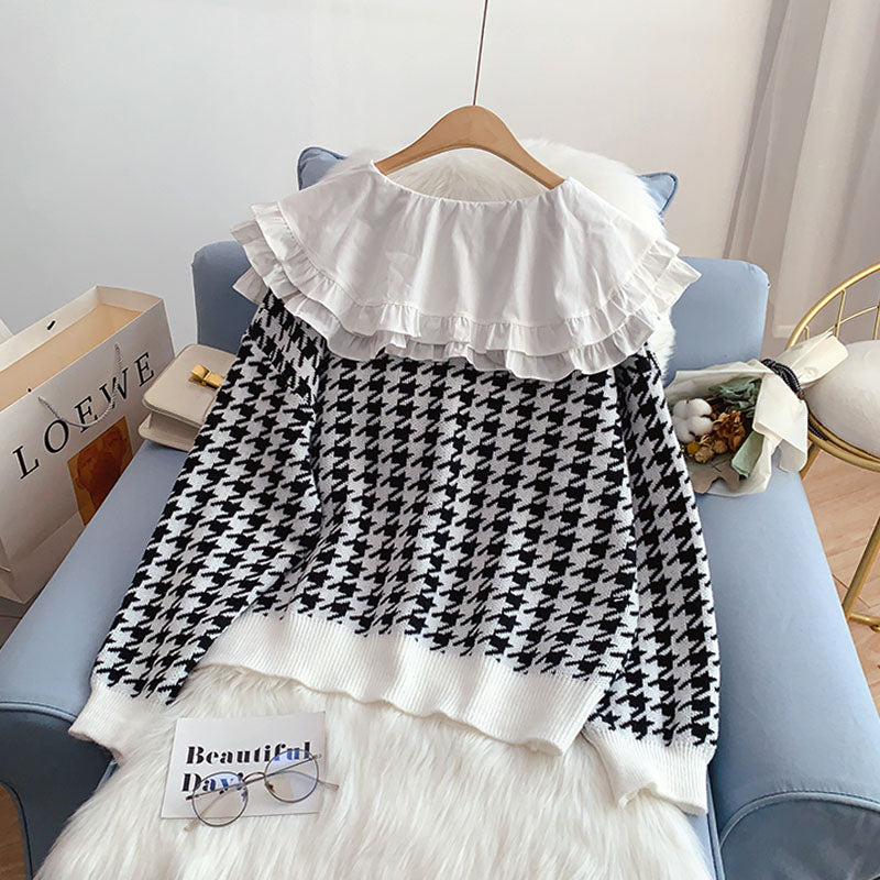 Baby collar sweater loose, thin and lazy, wearing a sweater and coat 4932