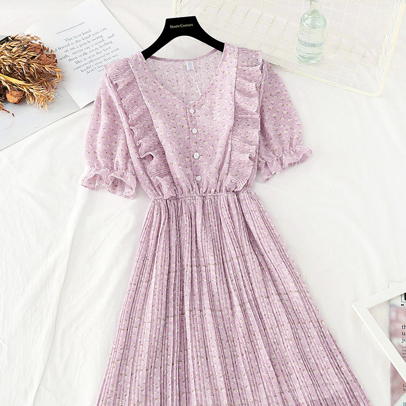 La nouvelle taille est fine. Jupe en mousseline de soie Robe de fée française au vent doux 4511