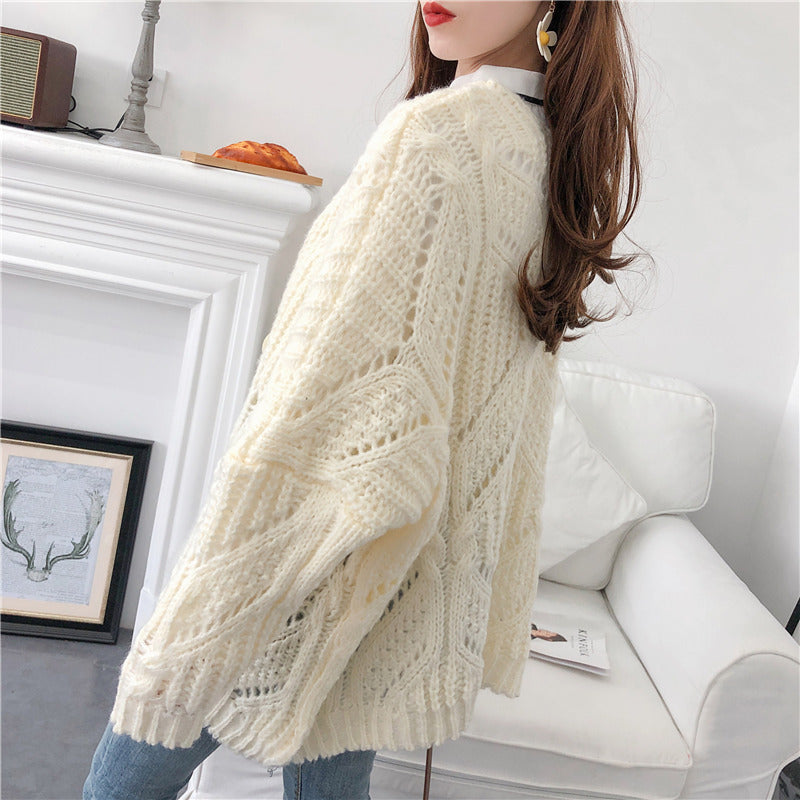 Cardigan épais mi-long pour femme, coupe vent, 5266