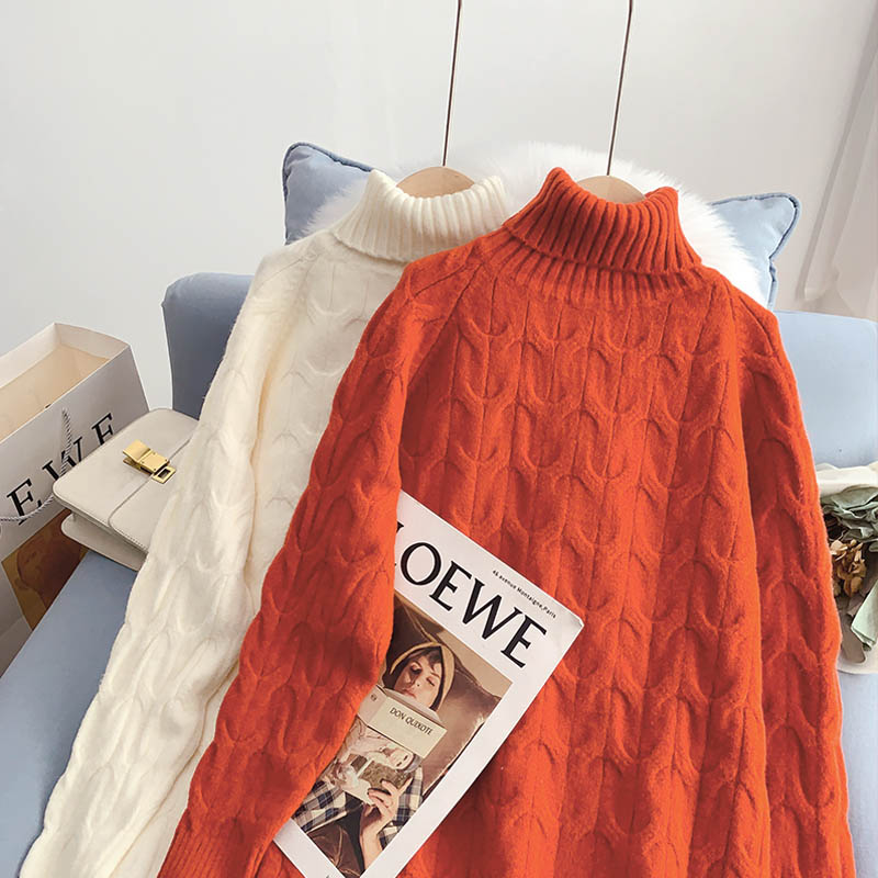 Robe longue à fond plat avec jupe intérieure ample en laine épaisse 4928