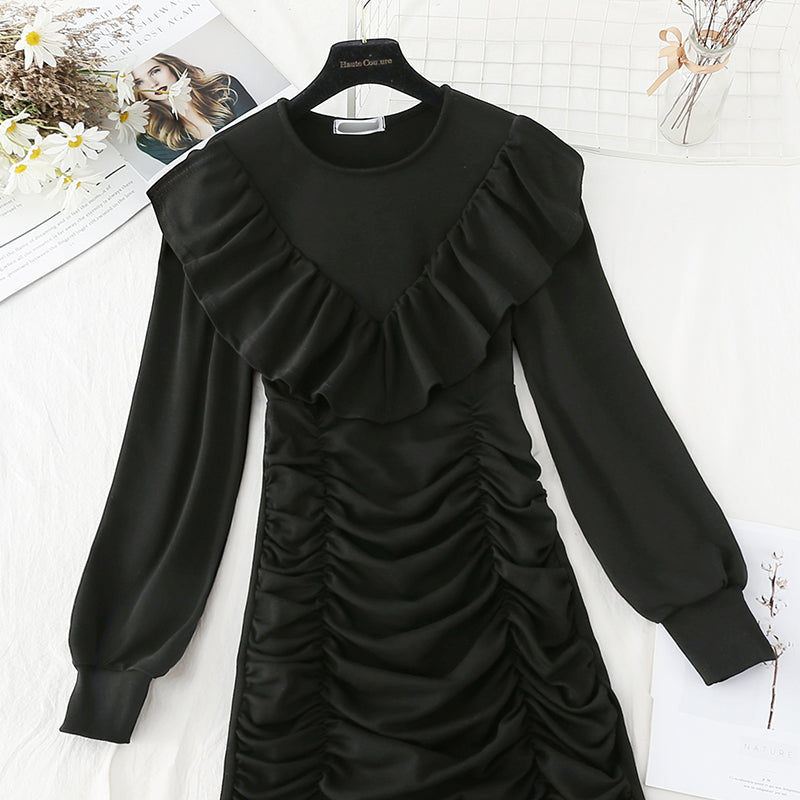 Robe vintage française à volants et col rond 4820