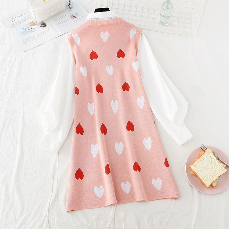 Schmales süßes Liebesstrickkleid für Kinder 3864