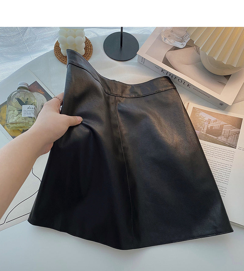 Jupe trapèze simple unie taille haute 5276