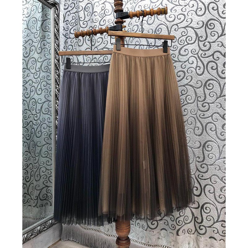 high waist elegant, fluffy fairy gauze A-line skirt 3696