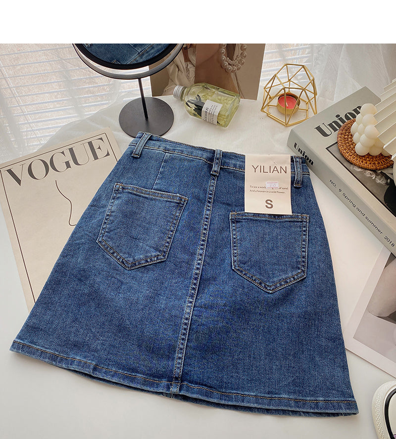 Retro casual denim high waist slim skirt fashion 5401