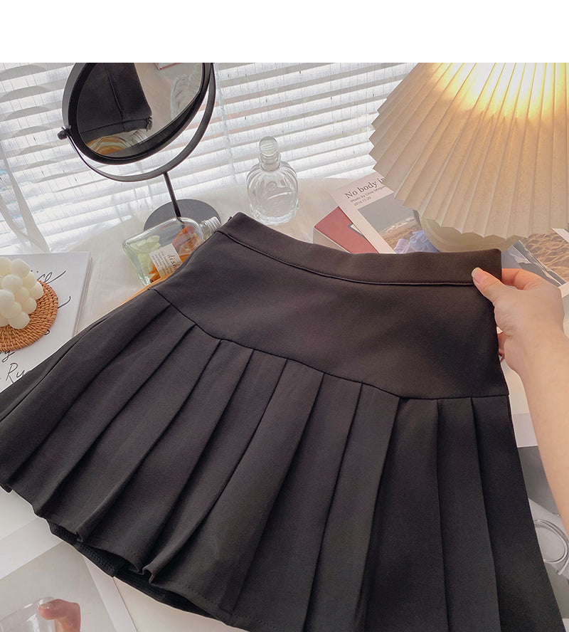 Foreign style aging day high waist pleated skirt 5348