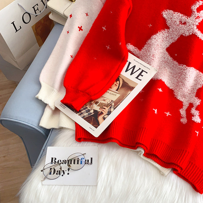 Pull de Noël avec élan sur pull 4986