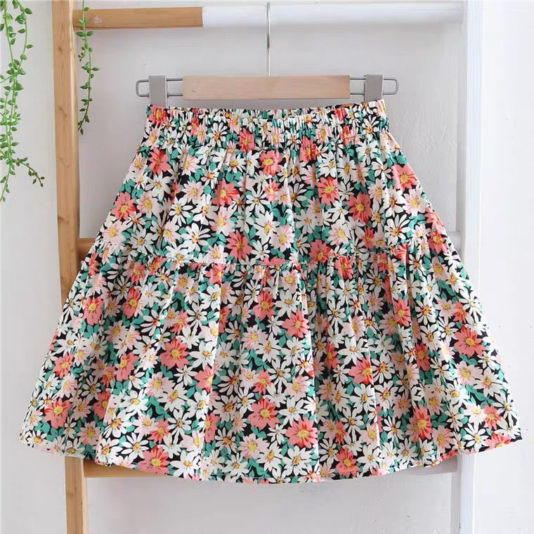 Jupe fleurie printemps et été, jupe parapluie taille haute en coupe A, jupe bouffante de sécurité 3587