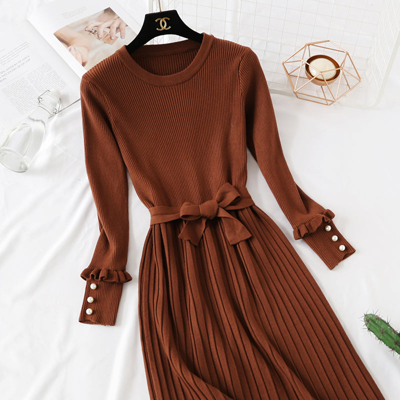 Robe en tricot à manches longues de style célébrité 3927