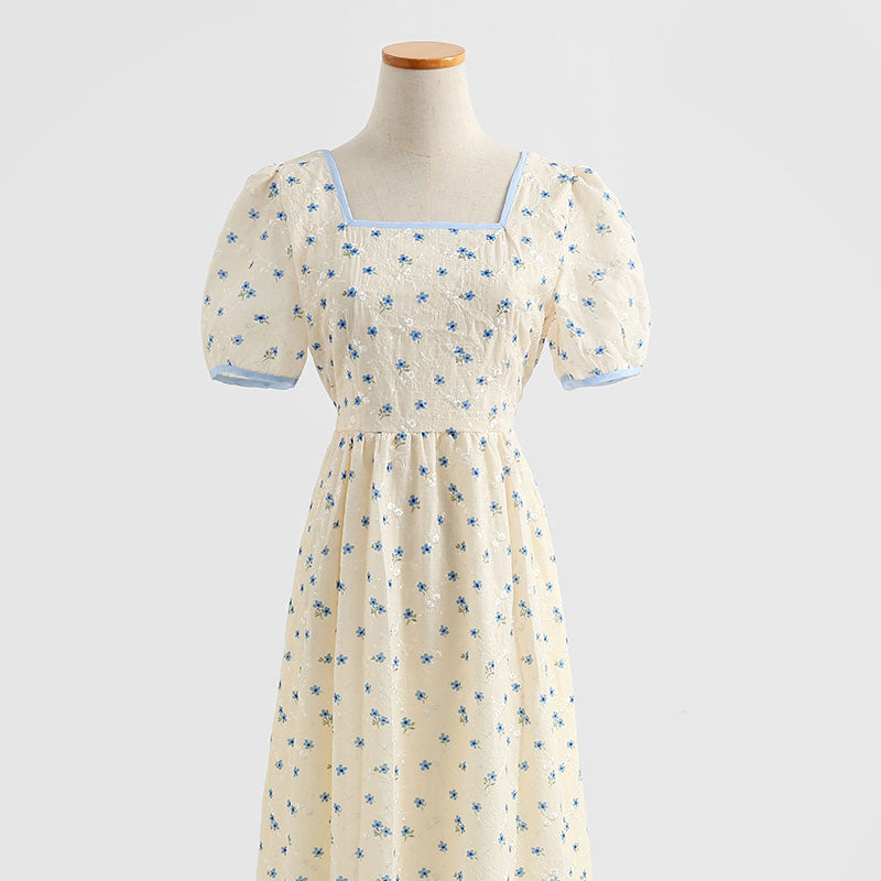 Jupe longue en mousseline brodée à taille fine 4280