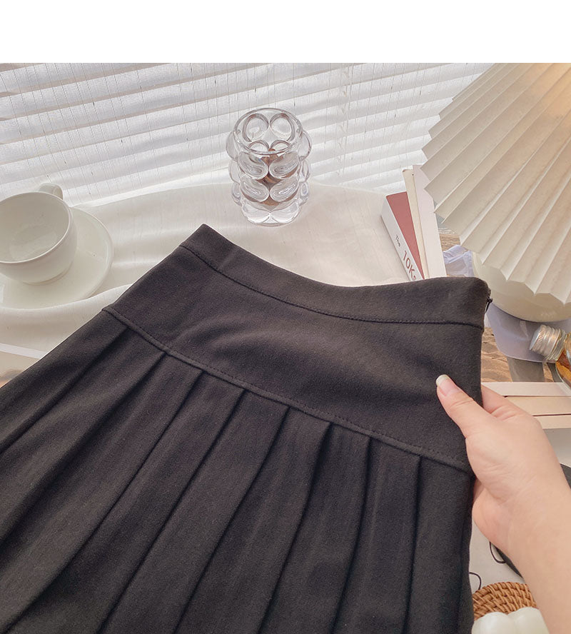 Jupe trapèze rétro à taille haute décorative à double boutonnage 5444