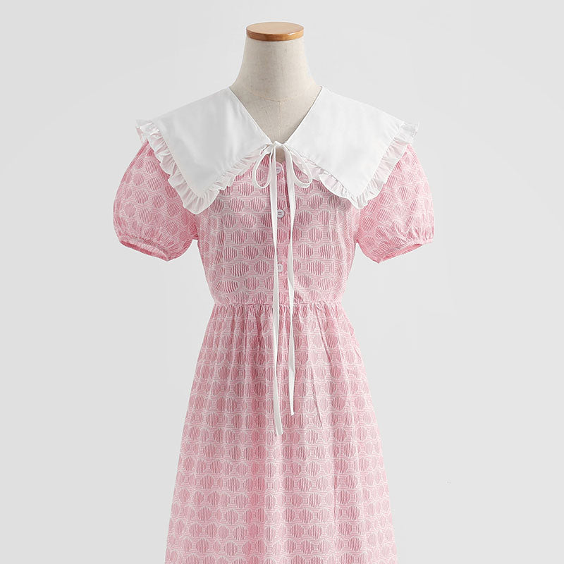 Nouvelle jupe courte en coton et chanvre à manches bouffantes pour pause thé française 4286
