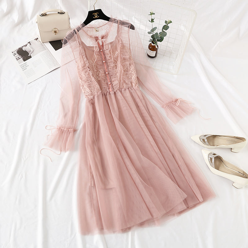 Lace net dress French elegant palace style 4364