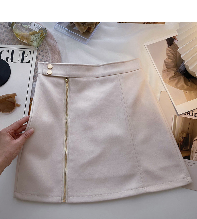 Slim design zipper high waist skirt 5375