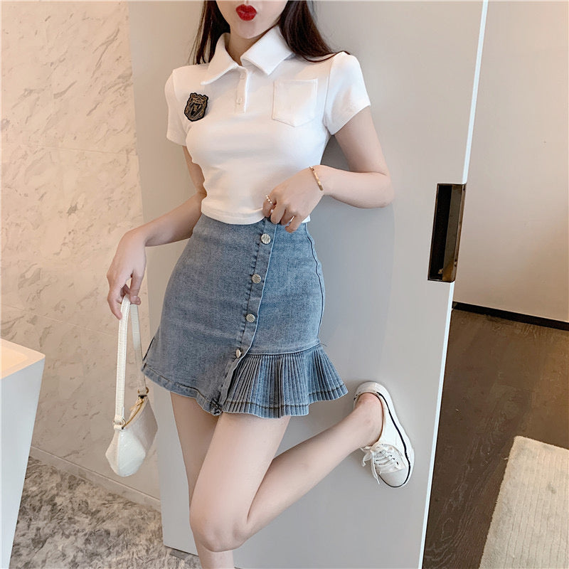 Denim skirt, high-waisted skirt ,mermaid skirt 3644