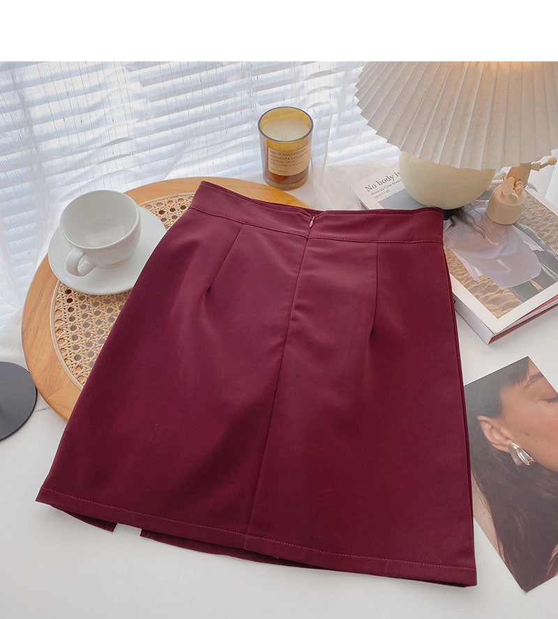 The new Korean fashion retro pleated and forked slim Hip Wrap Skirt 5356