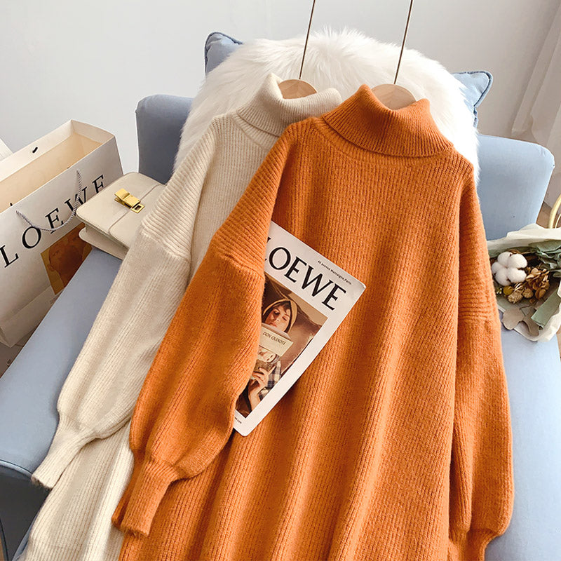 Le nouveau pull en tricot à col montant est ample et paresseux 5218
