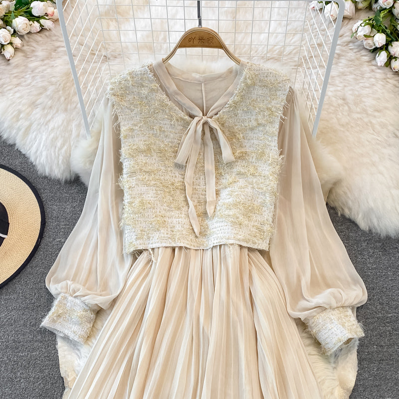 Petit ensemble parfumé pour femme Gilet plissé à lacets avec jupe à fond 3773