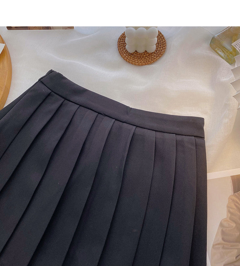 Nouvelle jupe trapèze taille haute de style universitaire coréen 5380