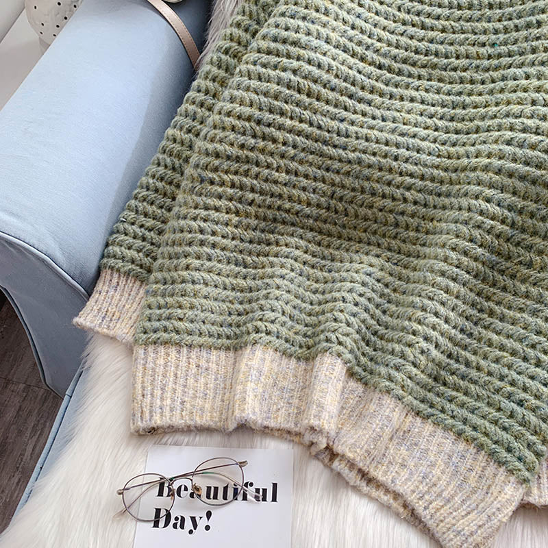 Pull col montant en laine grossière Pullover 5056