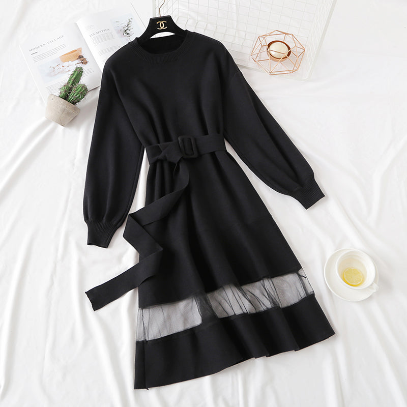 Robe en tricot à bas de jupe vintage française 4326