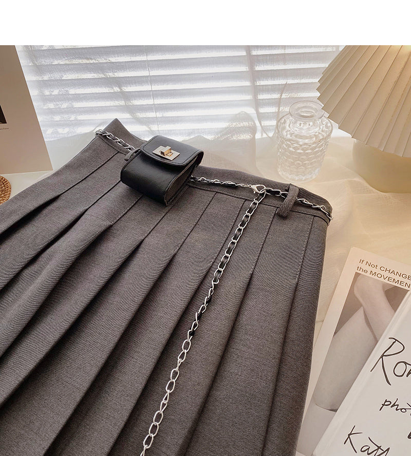Jupe trapèze plissée taille haute tendance pour femme 5298