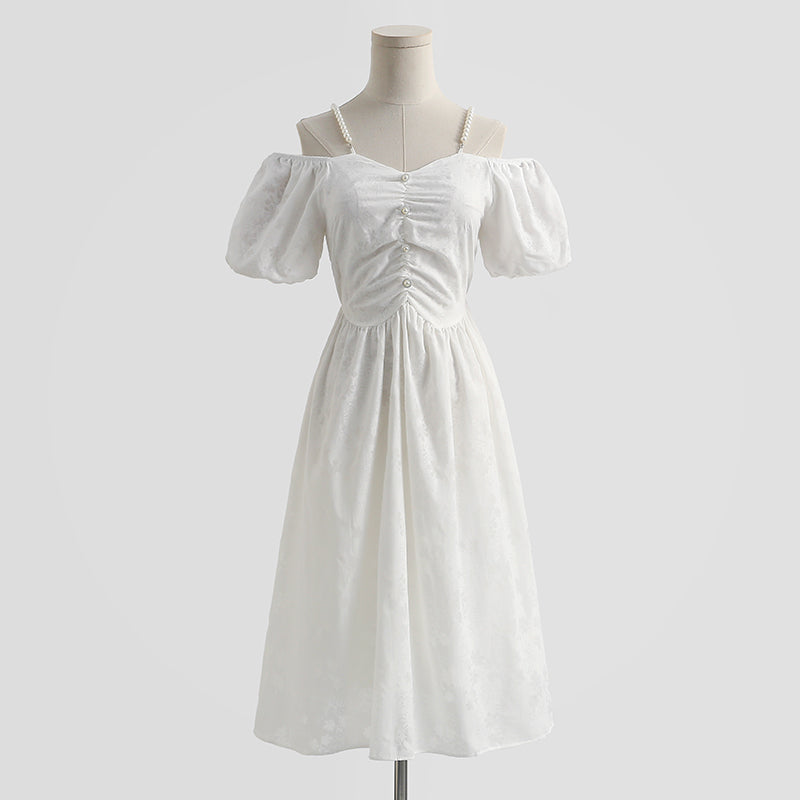 Robe en coton et lin à bretelles à épaules dénudées 4293