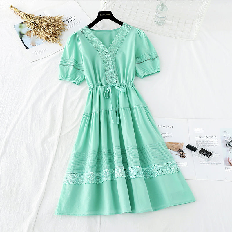 Jupe en coton et lin coupe vent doux, taille fine, robe de minorité française 4186