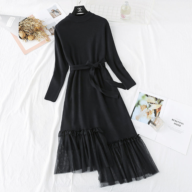 Pull au dessus du genou, jupe longue de tempérament de bas de style sœur royale 3794